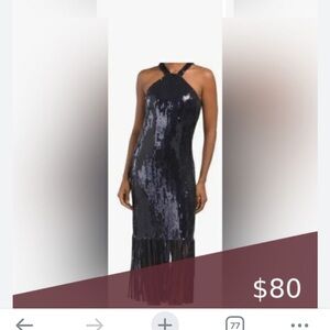 Nanette Lenore halter sequin dress with fringe